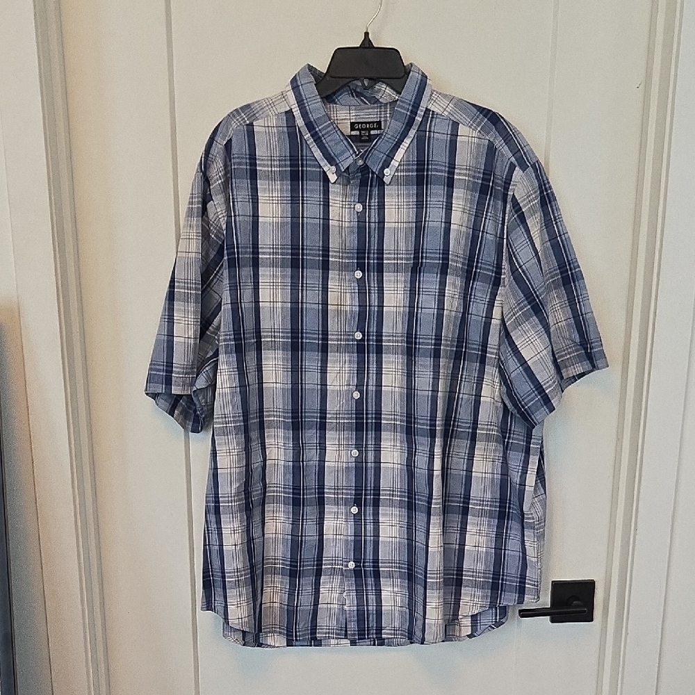 George Blue and White Casual Button Down Shirt